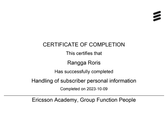 Ericsson Certificate